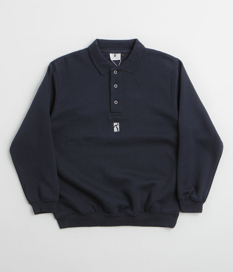 Poetic Collective Heavy Polo Sweatshirt in Dark Navy