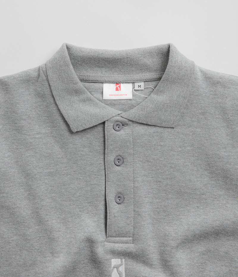 Poetic Collective Heavy Polo Sweatshirt in Heather Grey