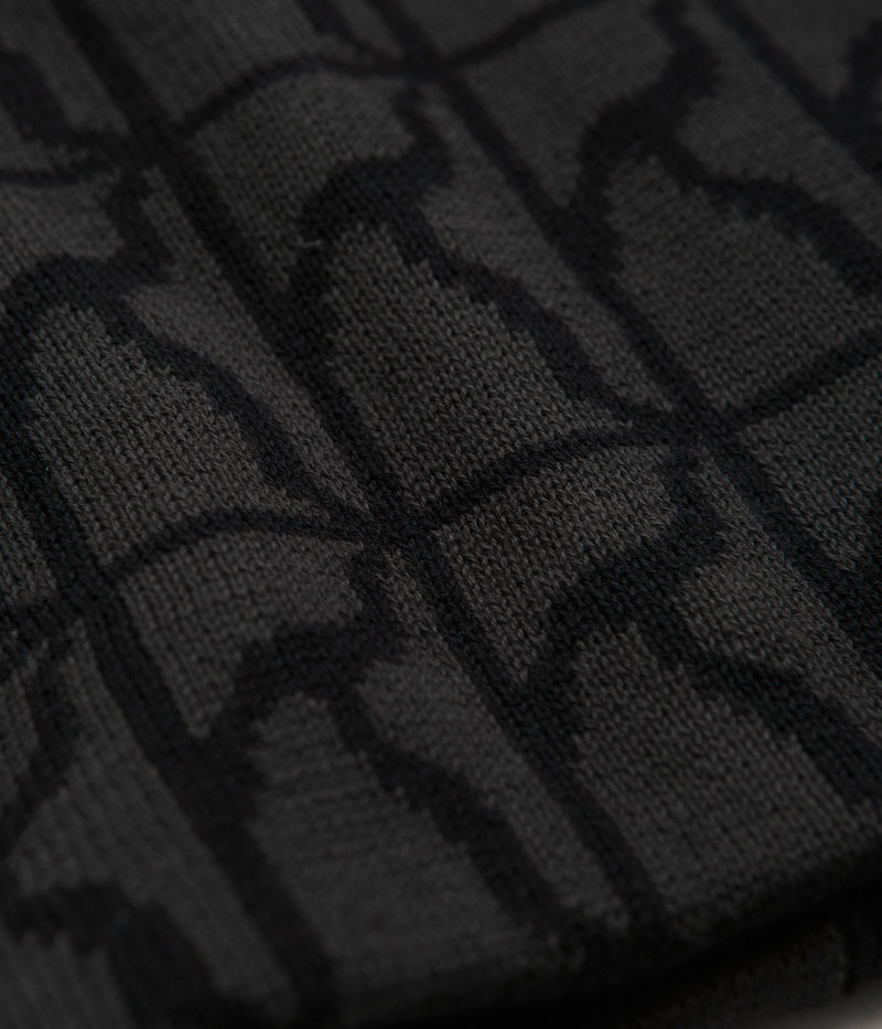 Poetic Collective Logo Repeat Pattern Beanie in Black