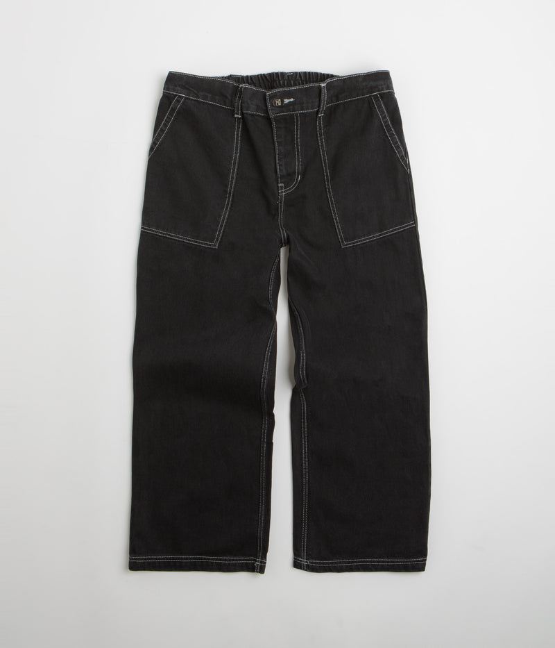 Poetic Collective Painter Pants in Black Denim and White Seams