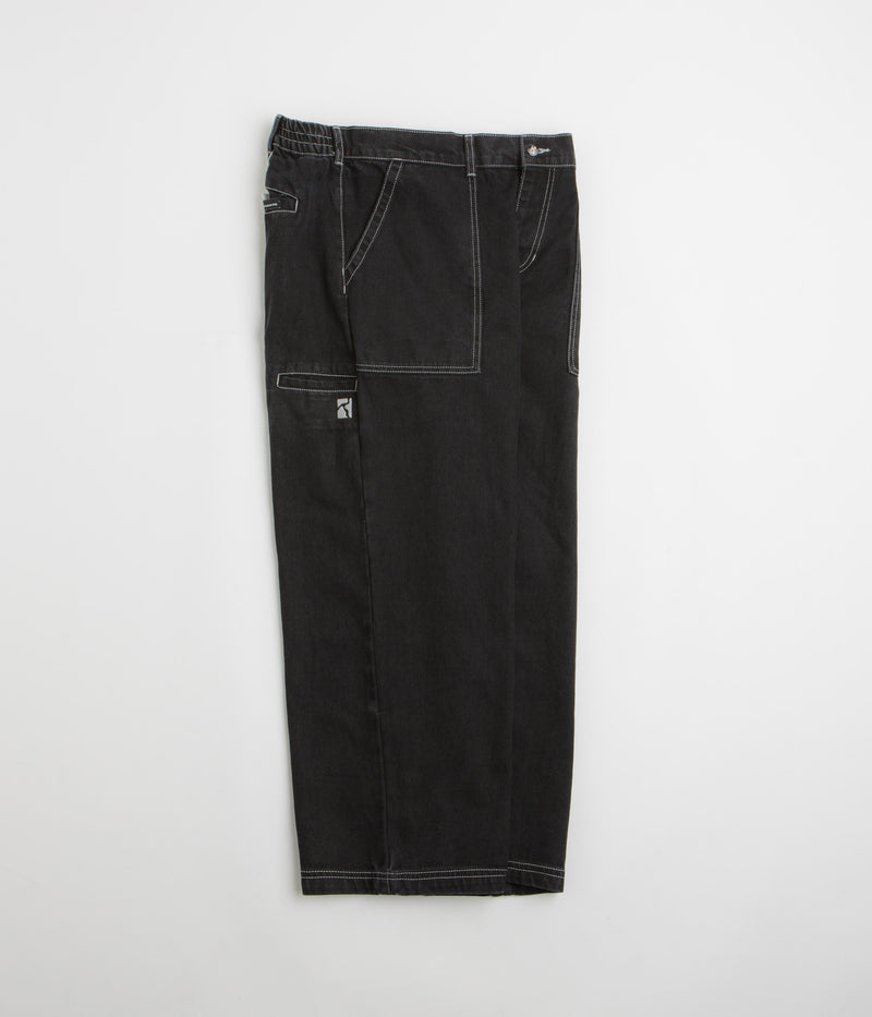 Poetic Collective Painter Pants in Black Denim and White Seams