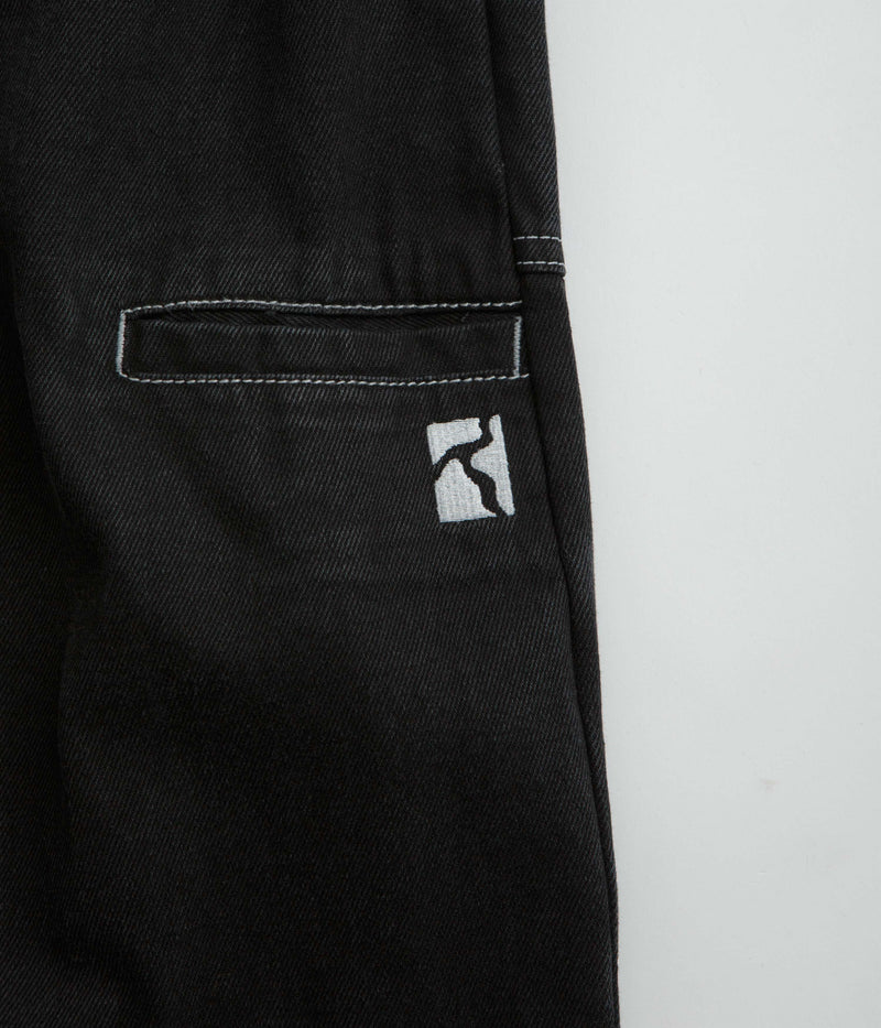 Poetic Collective Painter Pants in Black Denim and White Seams