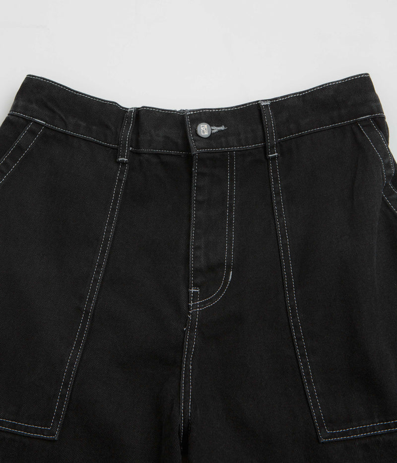Poetic Collective Painter Pants in Black Denim and White Seams