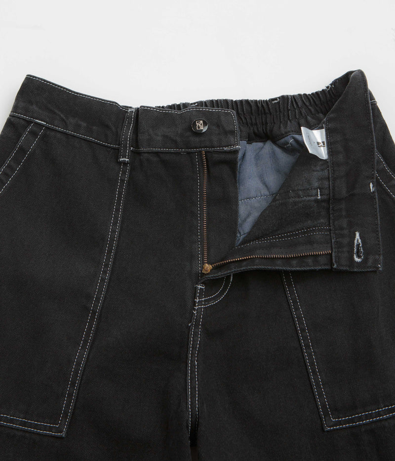 Poetic Collective Painter Pants in Black Denim and White Seams