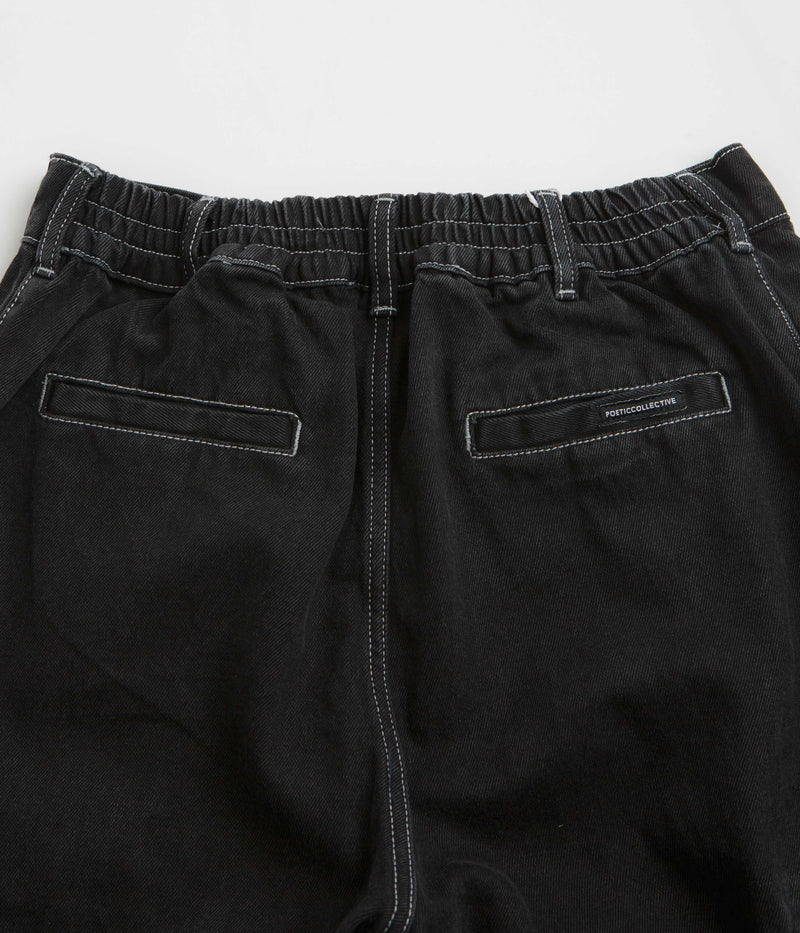 Poetic Collective Painter Pants in Black Denim and White Seams