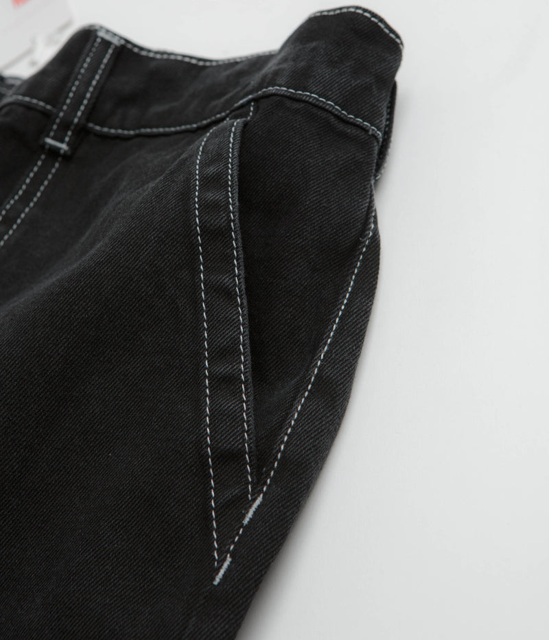 Poetic Collective Painter Pants in Black Denim and White Seams