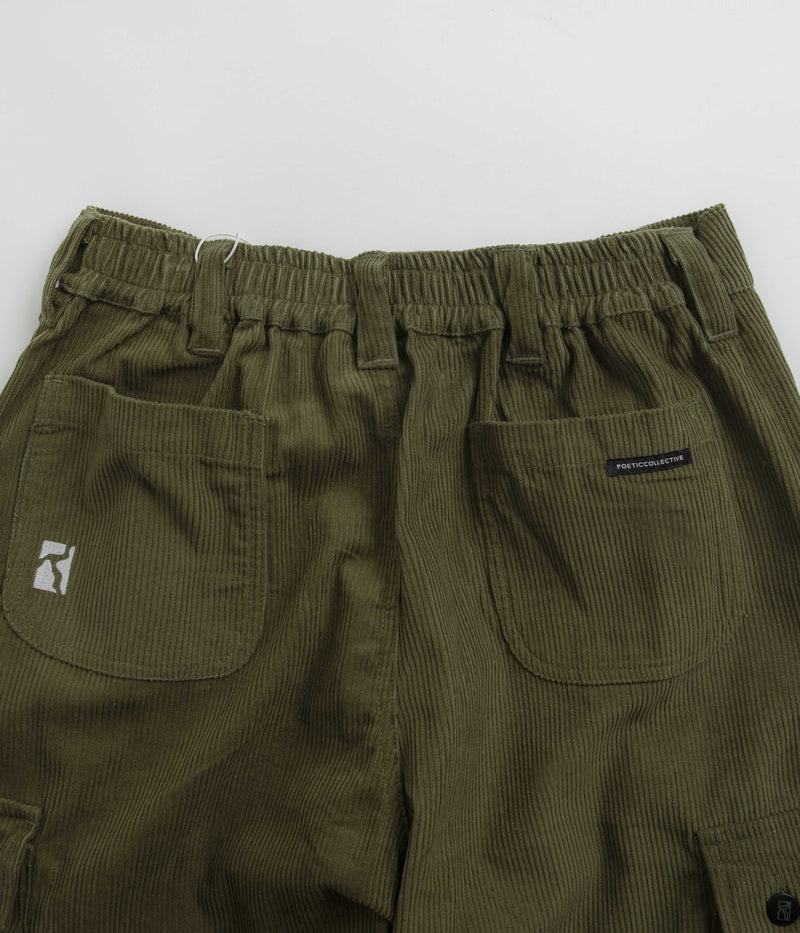 Poetic Collective Poet Corduroy Cargo Pants in Olive Green