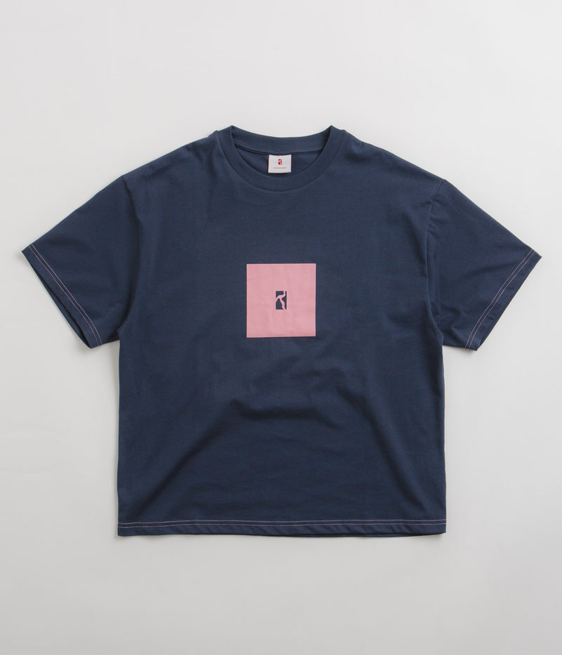 Poetic Collective Premium Box T-Shirt in Navy and Pink