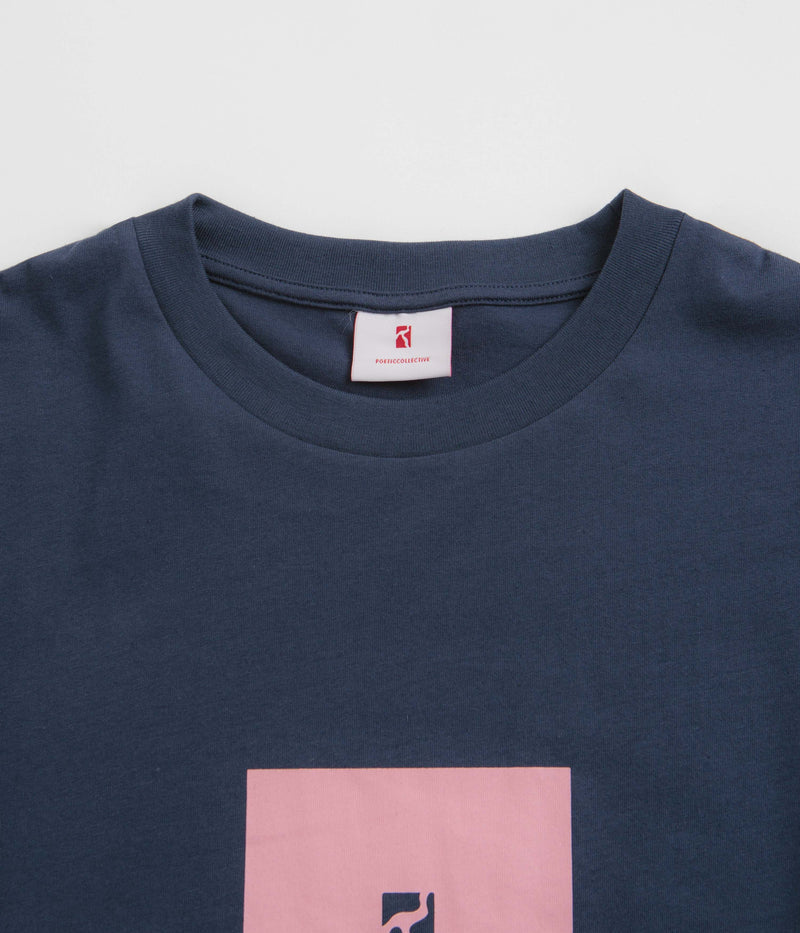 Poetic Collective Premium Box T-Shirt in Navy and Pink