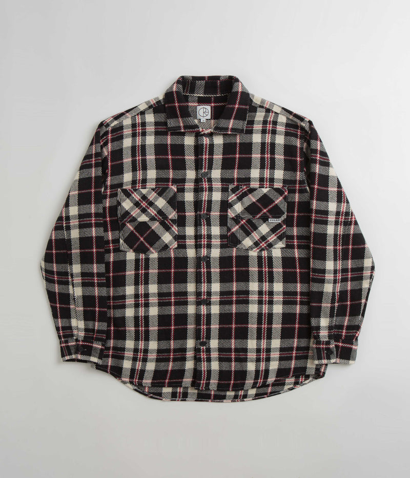 Polar Big Boy Flannel Overshirt in Black and Cloud White / Red