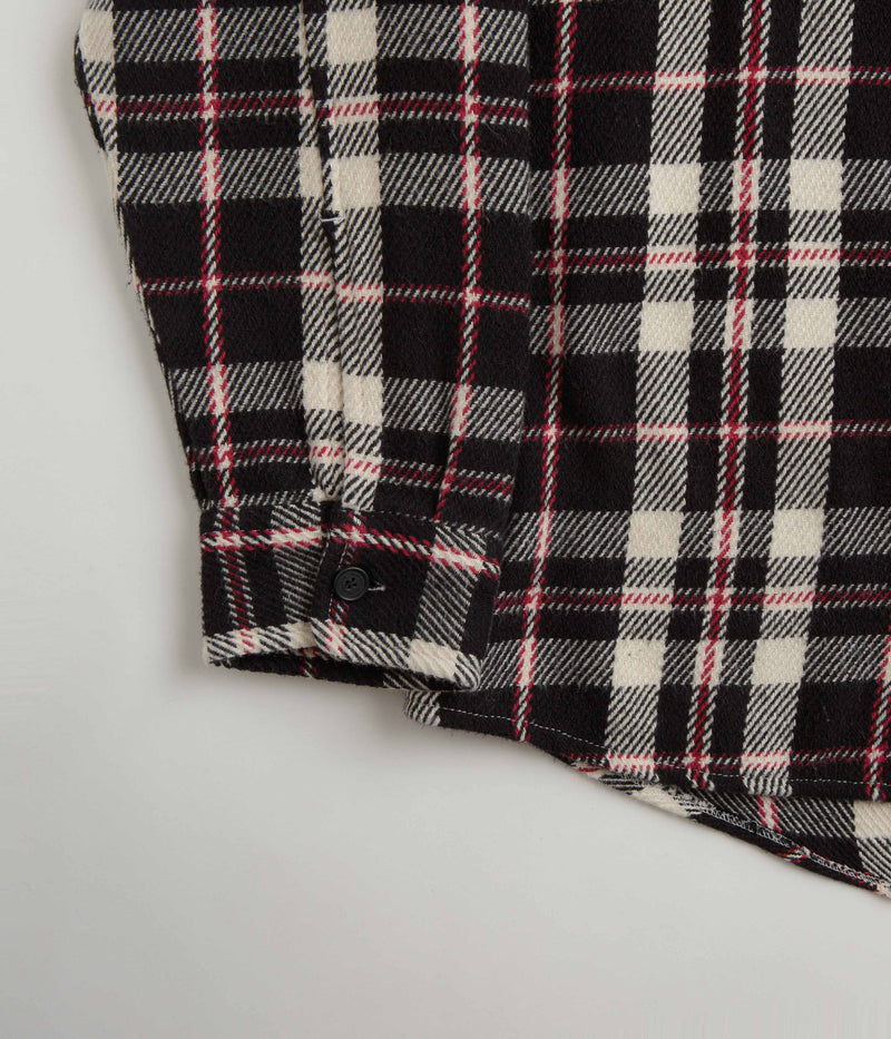 Polar Big Boy Flannel Overshirt in Black and Cloud White / Red