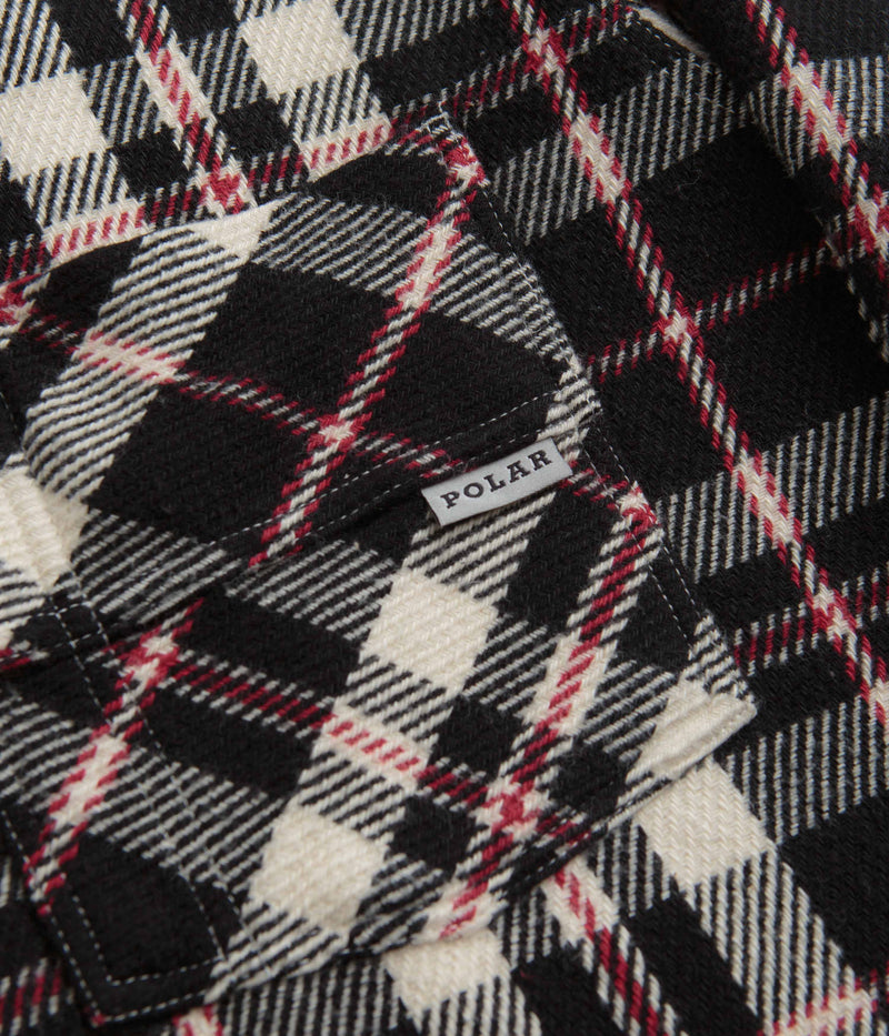 Polar Big Boy Flannel Overshirt in Black and Cloud White / Red
