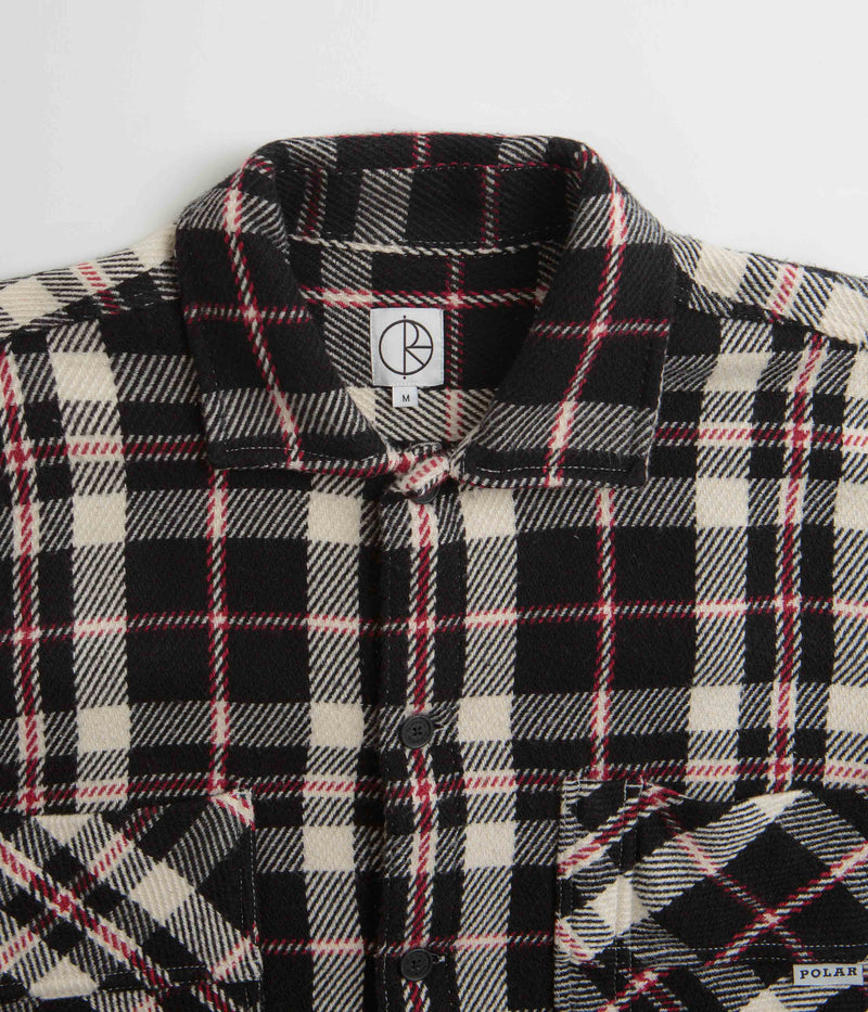 Polar Big Boy Flannel Overshirt in Black and Cloud White / Red