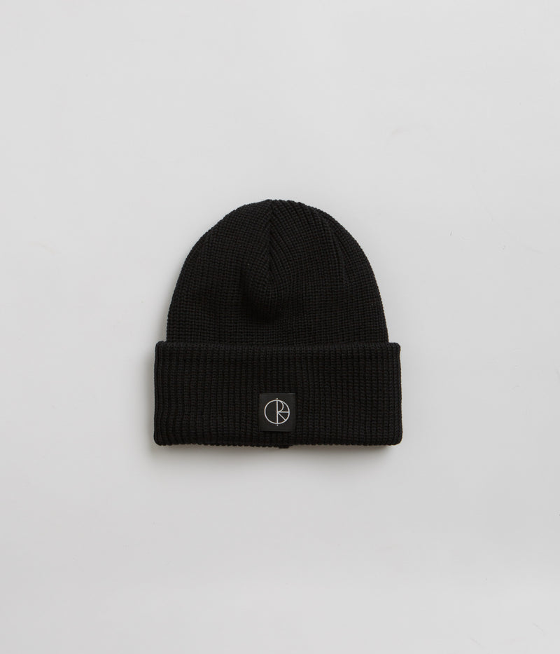 Polar Double Fold Merino Beanie in Black