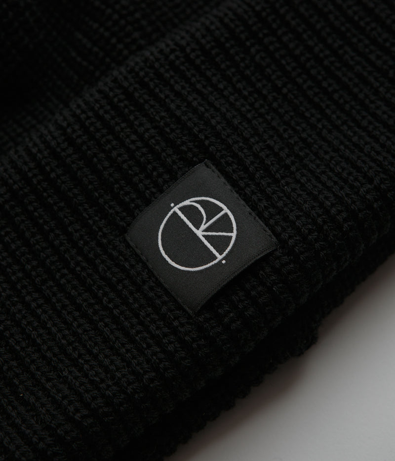 Polar Double Fold Merino Beanie in Black