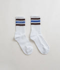 Polar Fat Stripe Socks in White and Brown / Blue