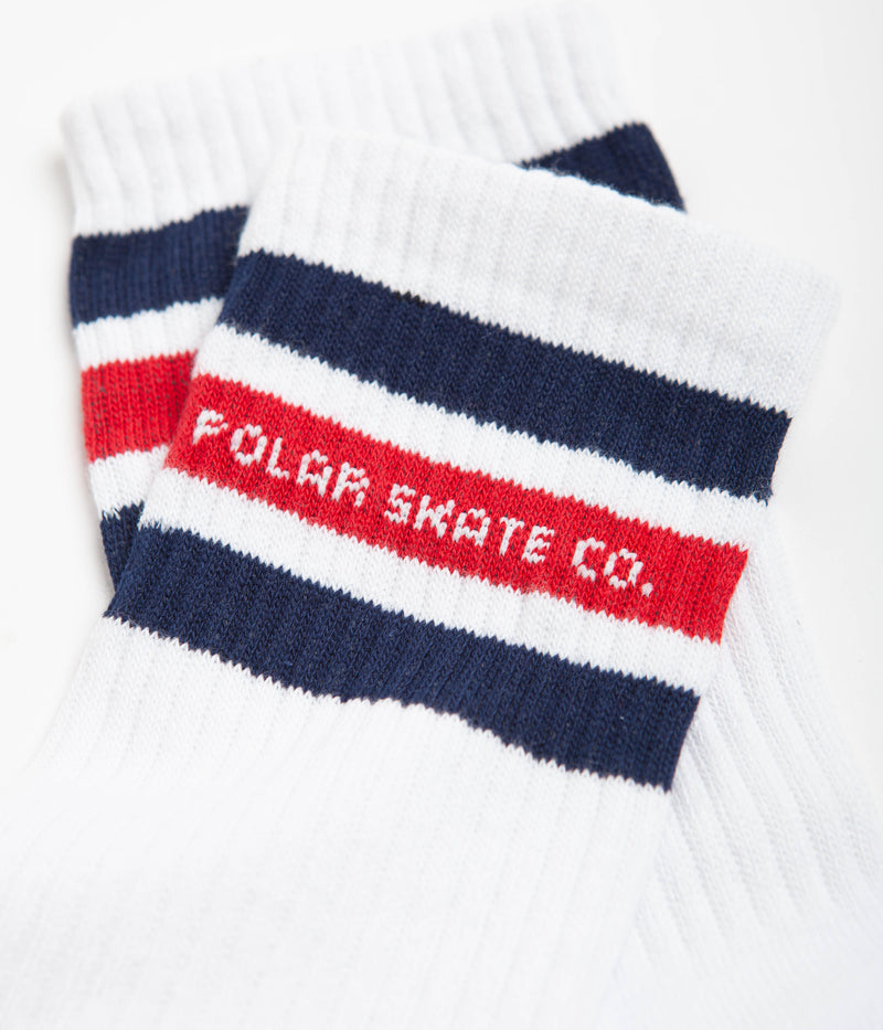 Polar Fat Stripe Socks in White and Navy / Red