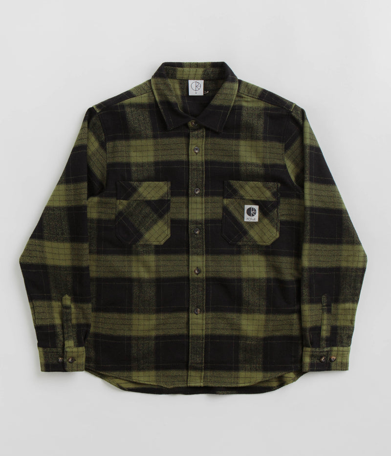 Polar Flannel Mike Shirt in Black and Army Green