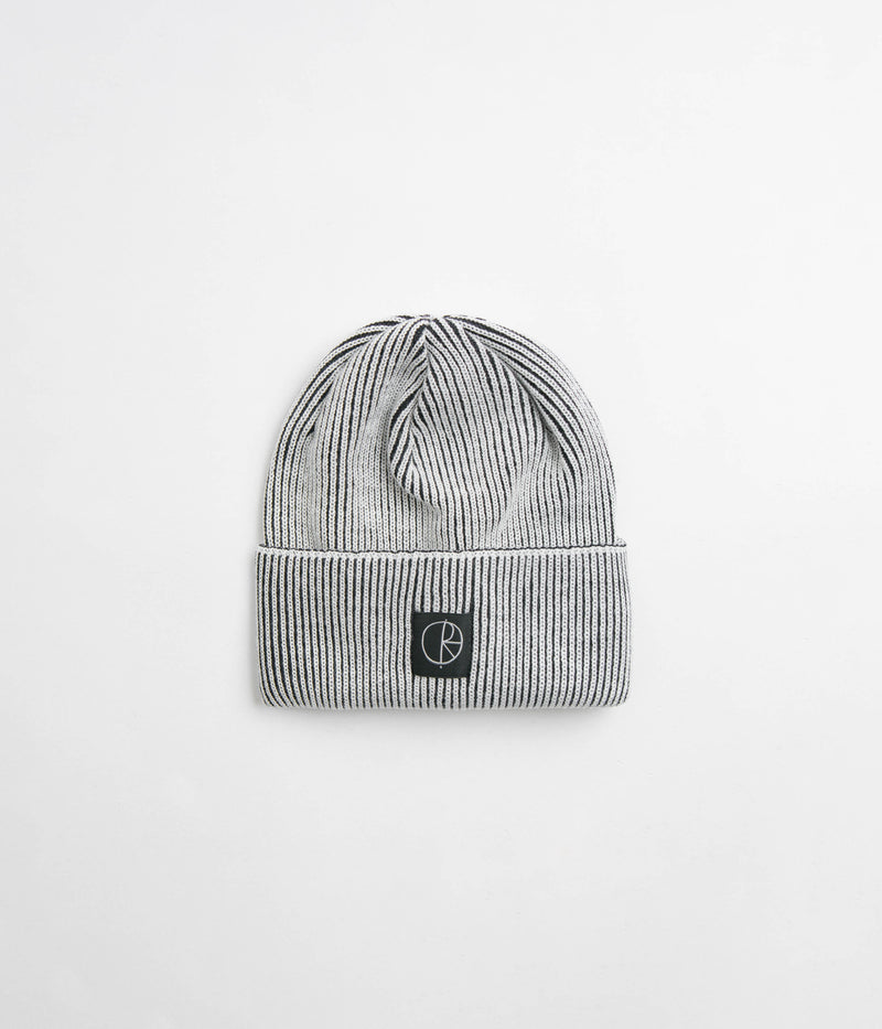 Polar Merino Lines Beanie in White and Black