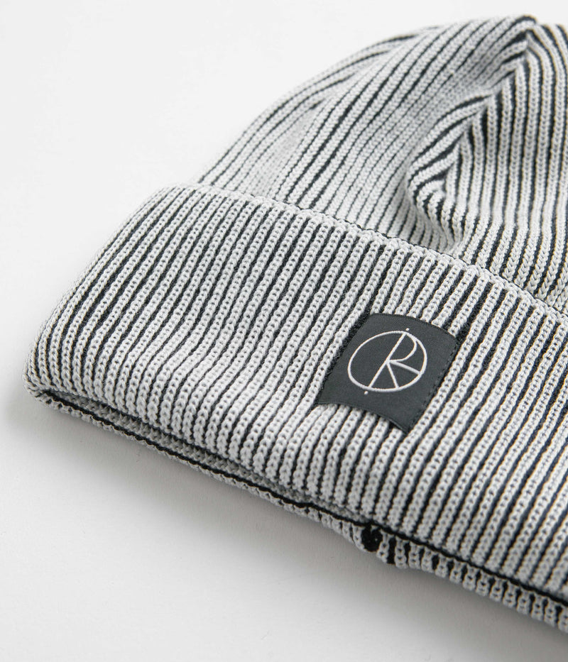 Polar Merino Lines Beanie in White and Black