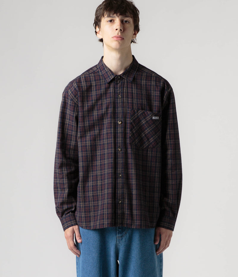 Polar Mitchell Flannel Shirt in Navy and Brown