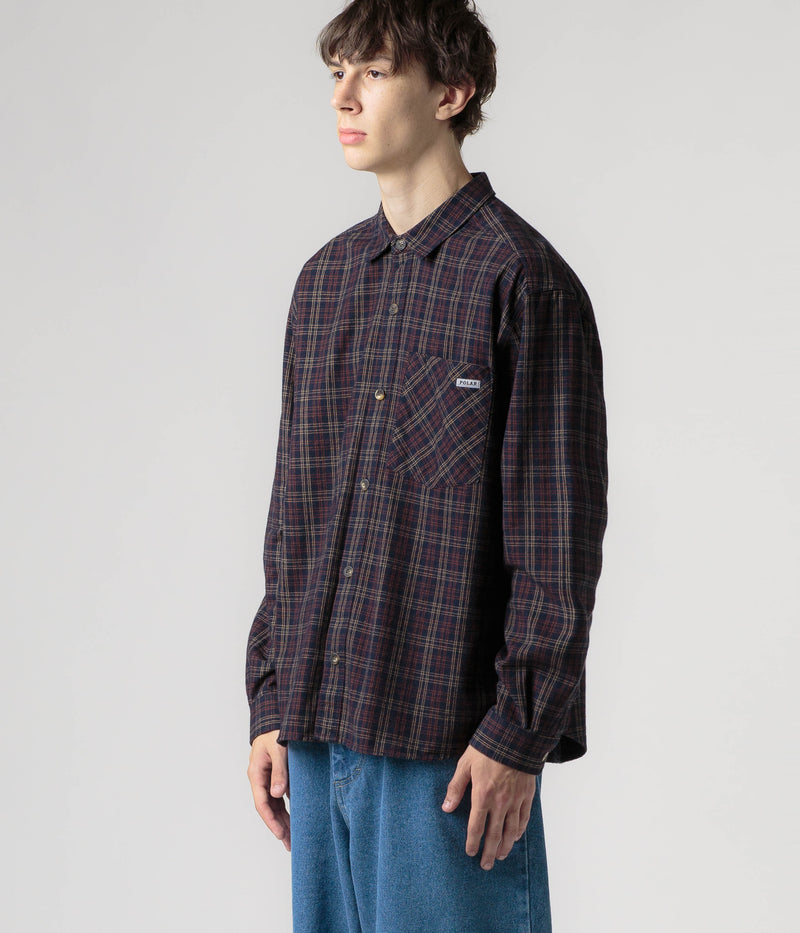 Polar Mitchell Flannel Shirt in Navy and Brown