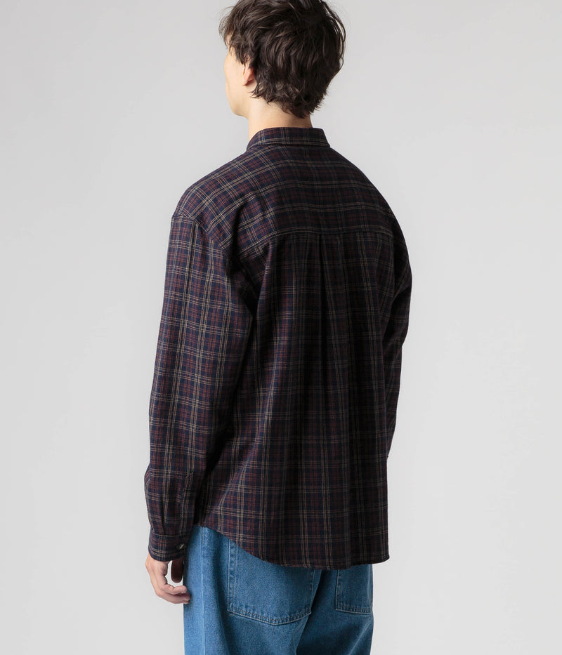 Polar Mitchell Flannel Shirt in Navy and Brown