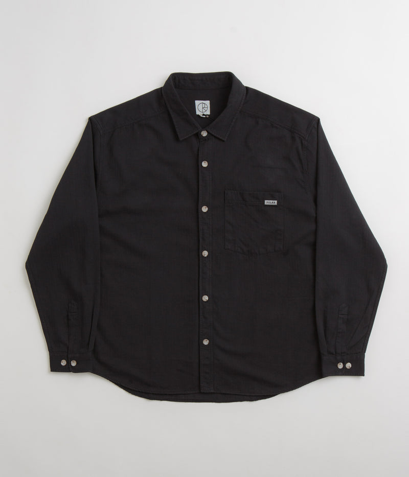 Polar Mitchell Herringbone Shirt in Black