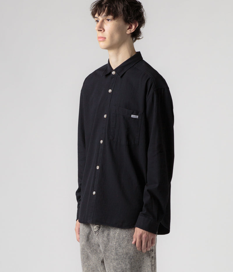 Polar Mitchell Herringbone Shirt in Black