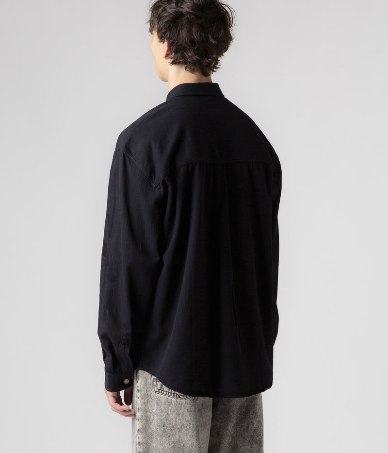Polar Mitchell Herringbone Shirt in Black