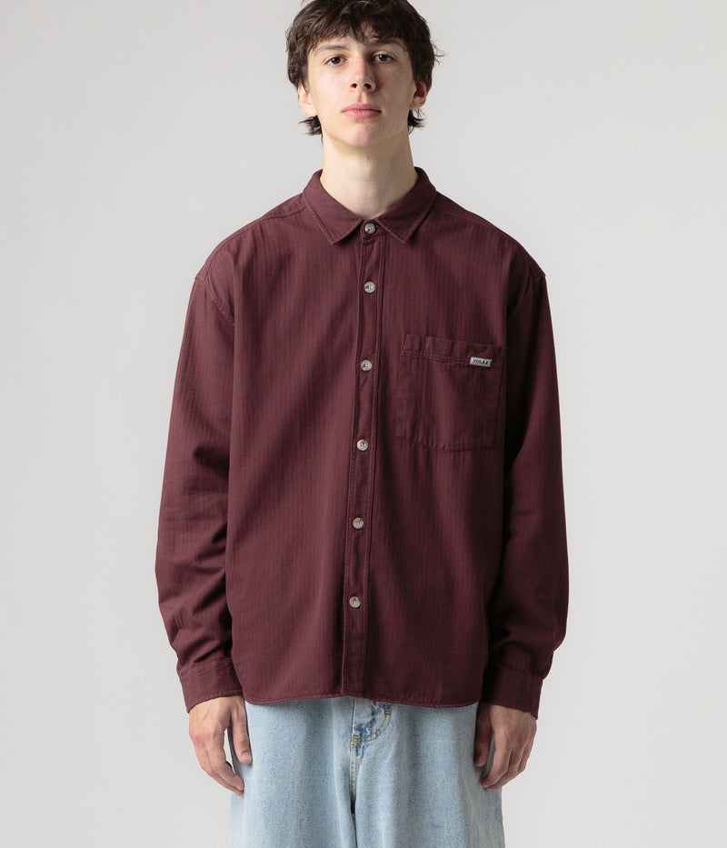 Polar Mitchell Herringbone Shirt in Wine