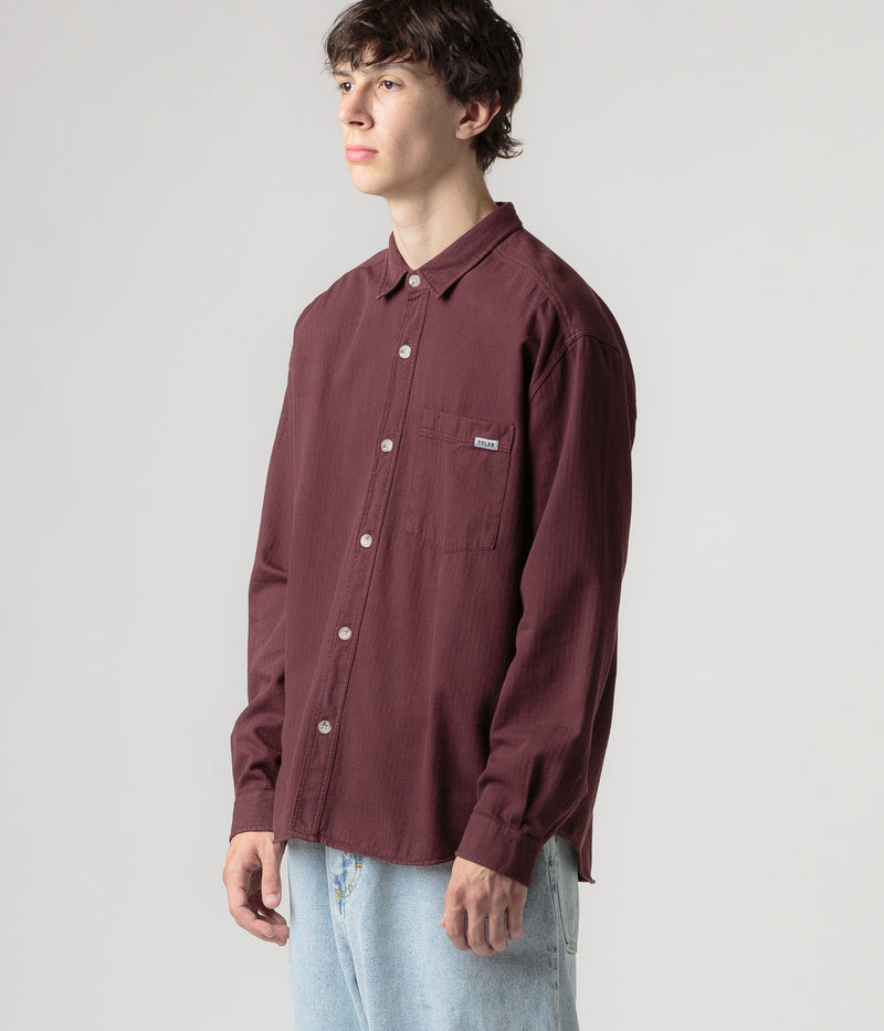 Polar Mitchell Herringbone Shirt in Wine