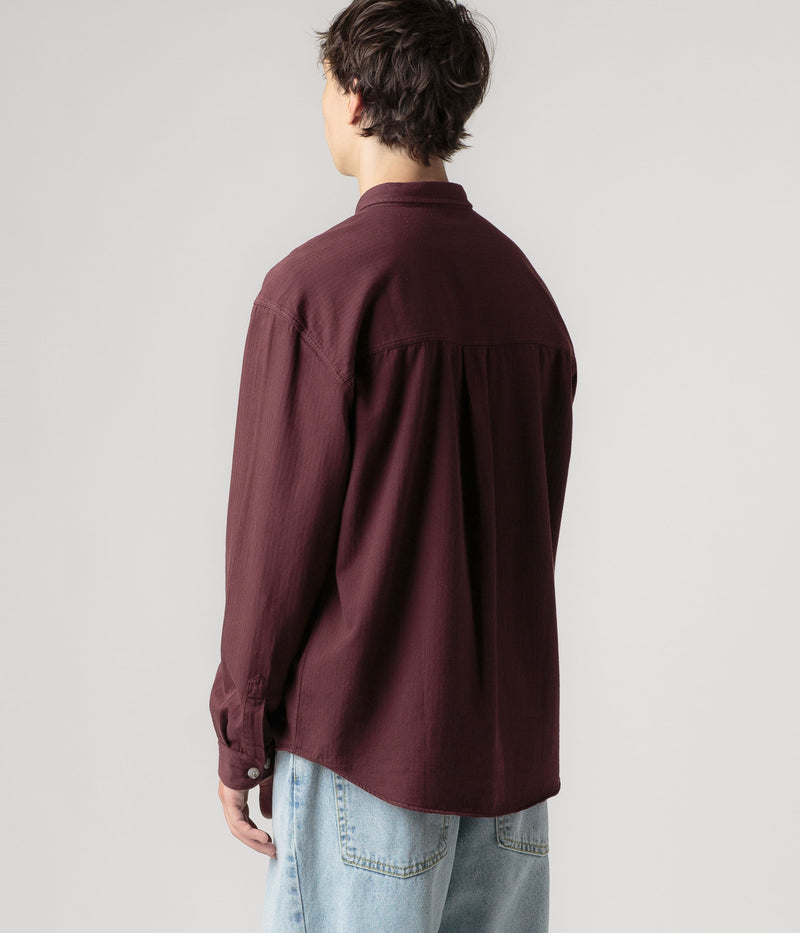 Polar Mitchell Herringbone Shirt in Wine