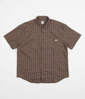 Polar Mitchell Short Sleeve Flannel Shirt in Brown and Blue
