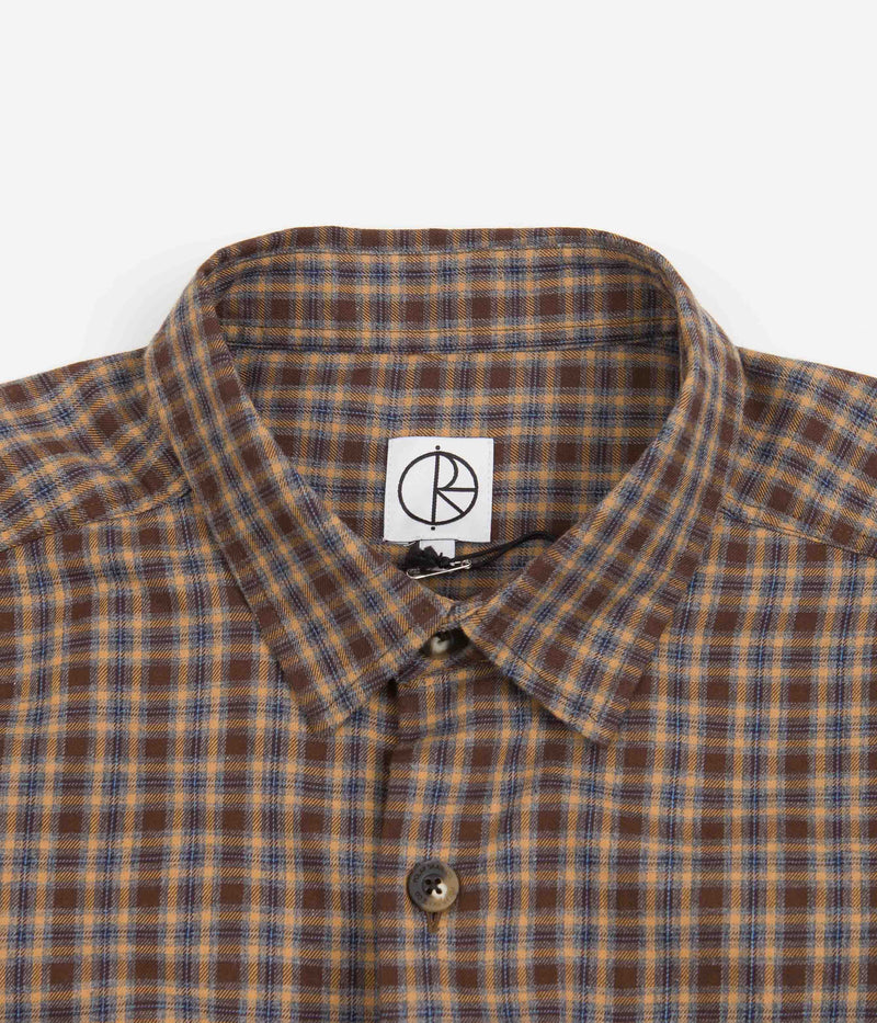 Polar Mitchell Short Sleeve Flannel Shirt in Brown and Blue
