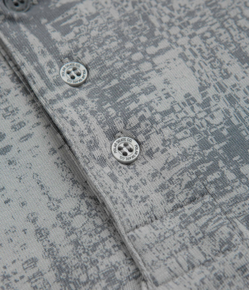 Polar Scribble Surf Polo Shirt in Silver