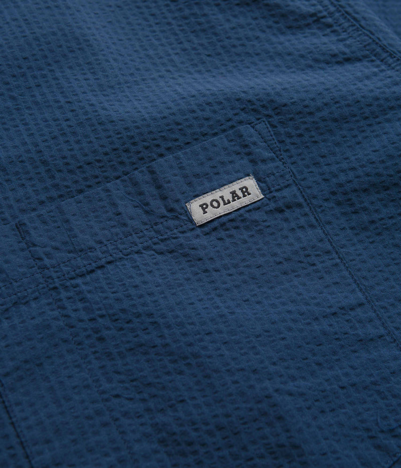 Polar Seersucker Mitchell Shirt in Grey Blue