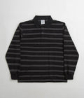 Polar Stripe Long Sleeve Polo Shirt in Black
