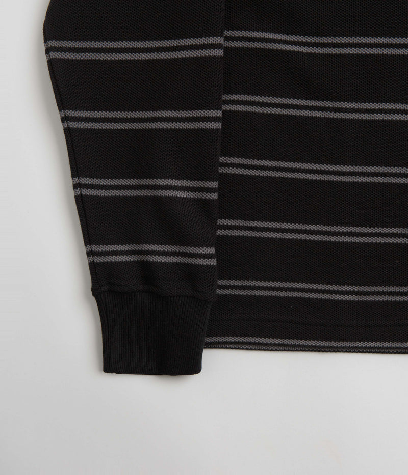 Polar Stripe Long Sleeve Polo Shirt in Black