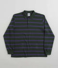 Polar Stripe Long Sleeve Polo Shirt in Dark Teal
