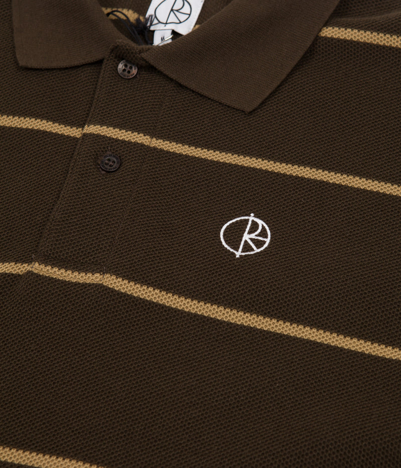 Polar Stripe Polo Shirt in Brown