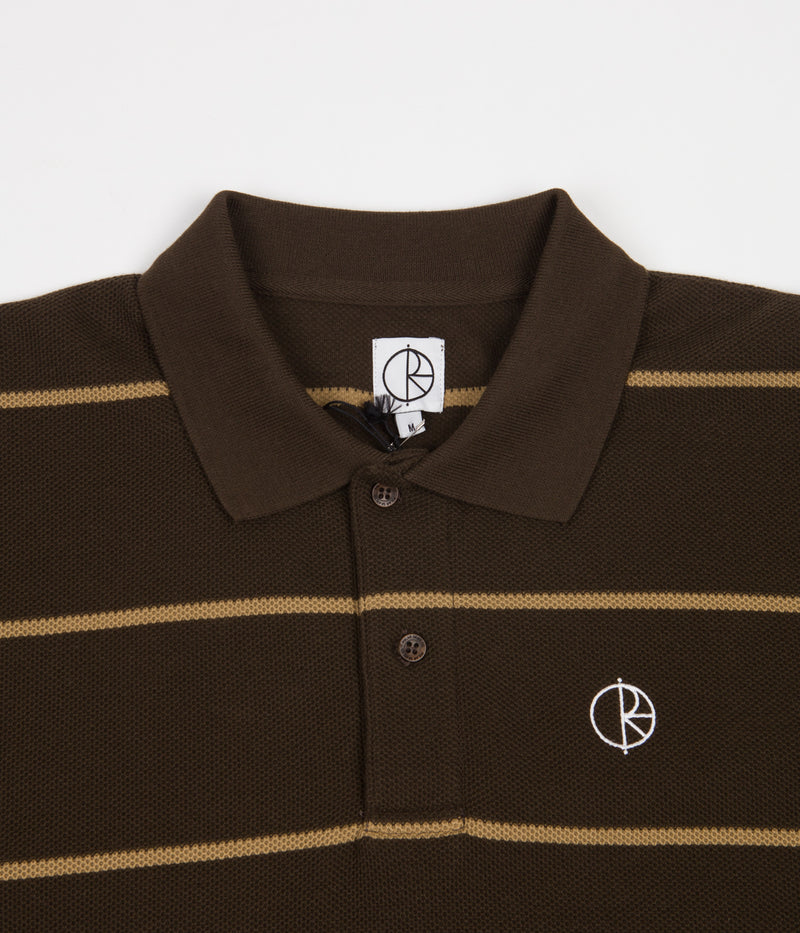 Polar Stripe Polo Shirt in Brown