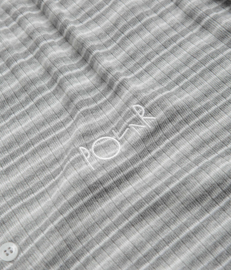Polar Stripe Rib Henley T-Shirt in Heather Grey