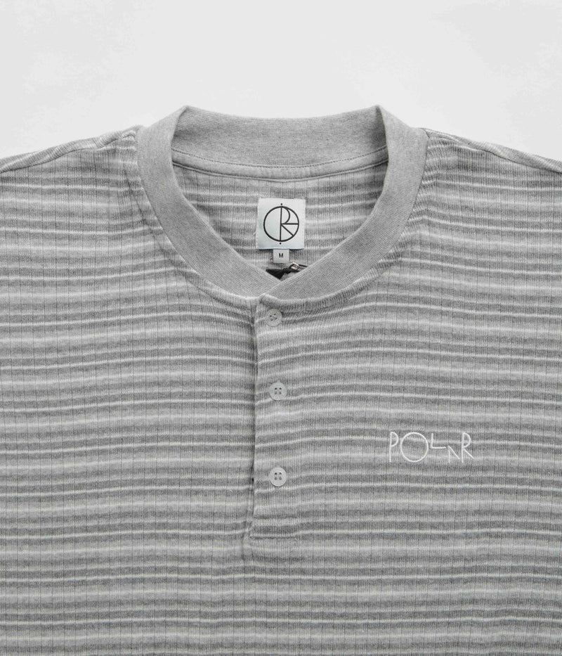 Polar Stripe Rib Henley T-Shirt in Heather Grey
