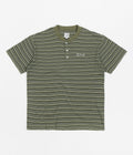 Polar Stripe Rib Henley T-Shirt in Uniform Green