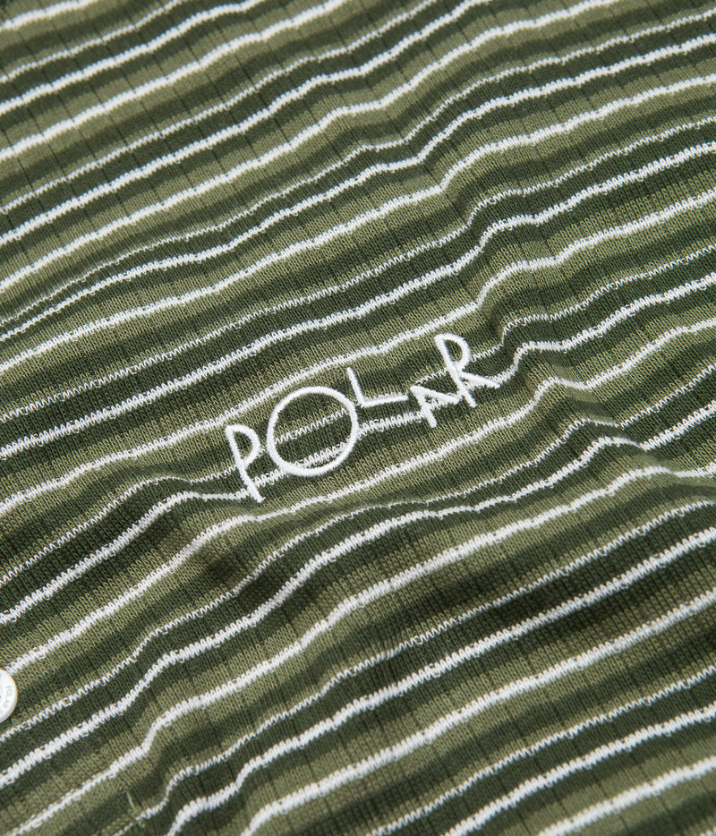 Polar Stripe Rib Henley T-Shirt in Uniform Green