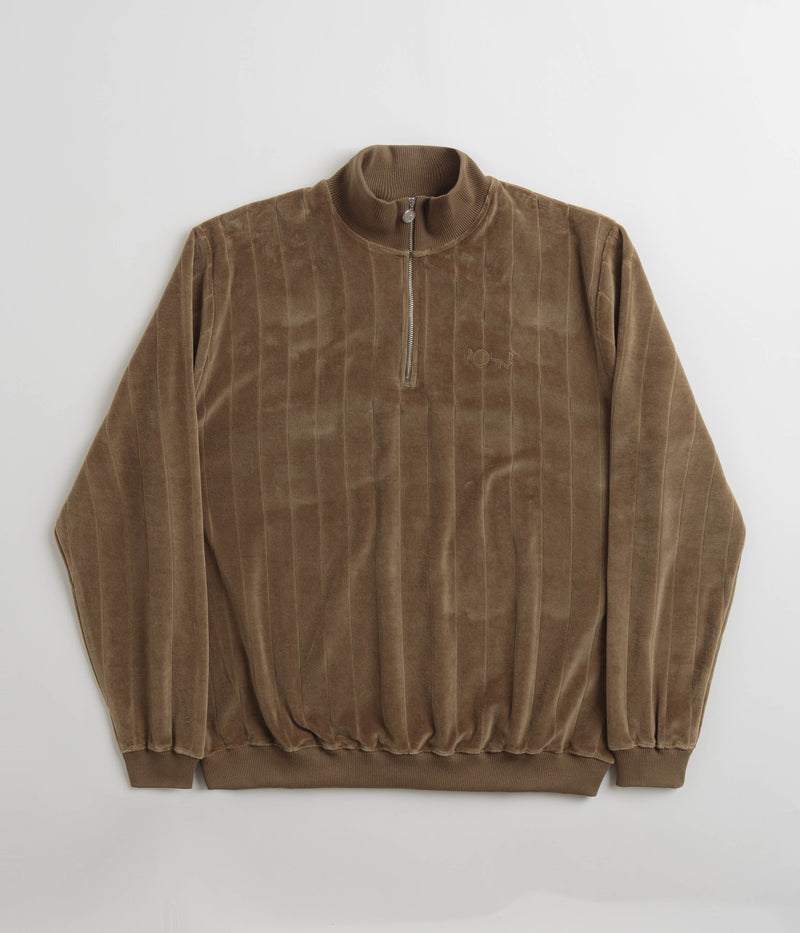 Polar Stripe Velour Zip Neck Sweatshirt in Beech