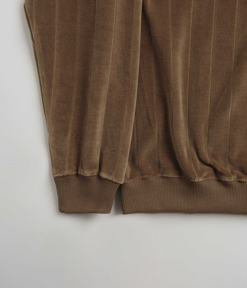 Polar Stripe Velour Zip Neck Sweatshirt in Beech