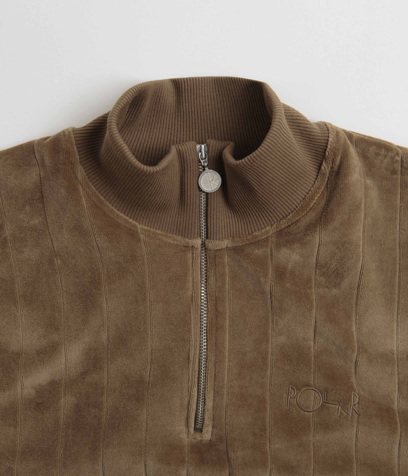 Polar Stripe Velour Zip Neck Sweatshirt in Beech