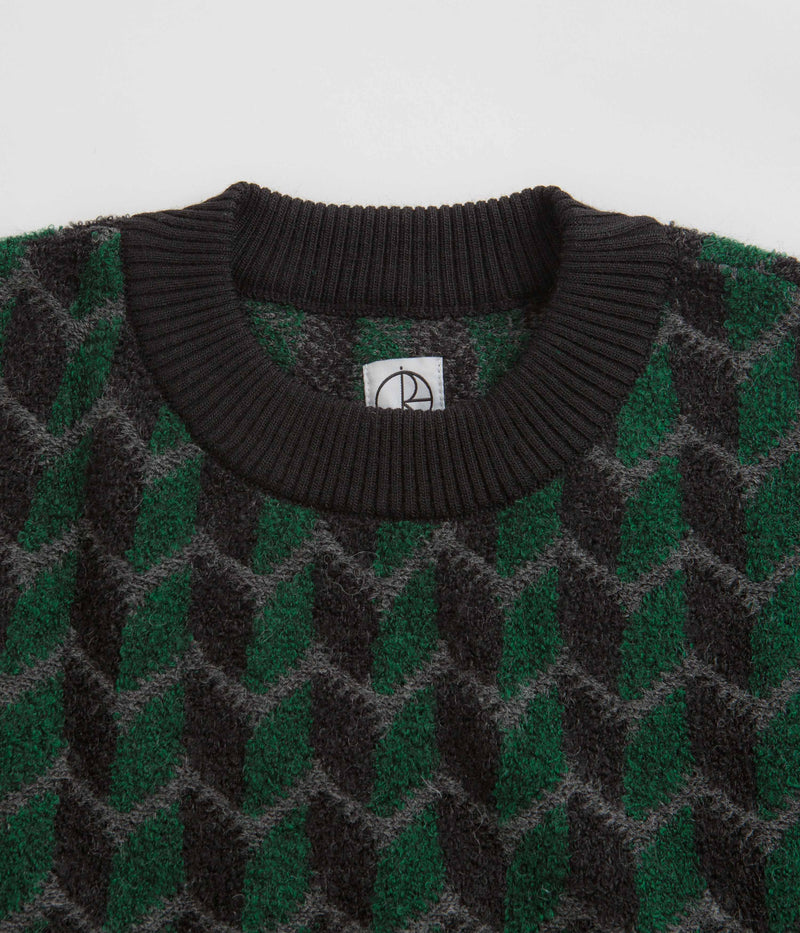 Polar Zig Zag Knit Sweatshirt in Black and Dark Teal
